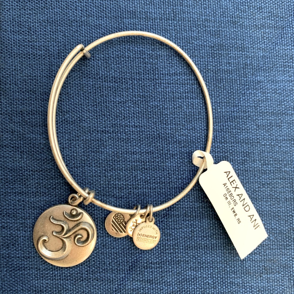 NWT Alex and Ani Om Charm Bracelet, Silver